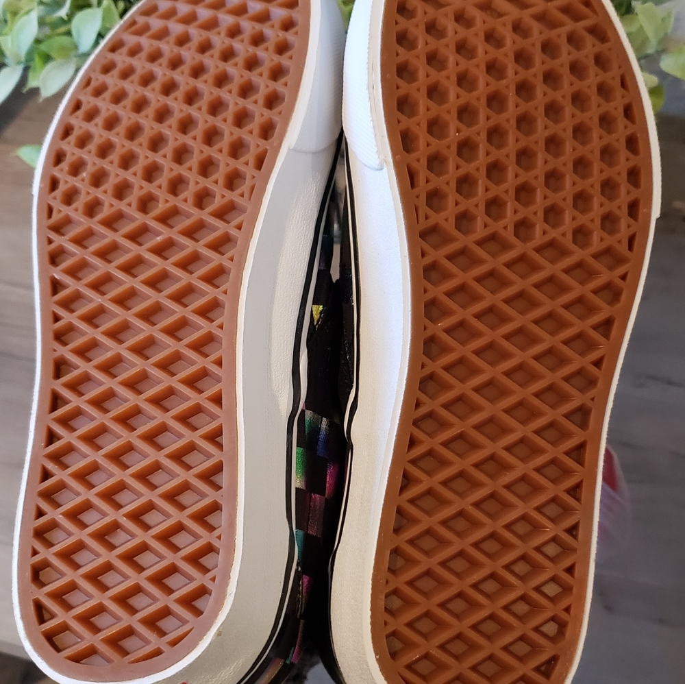 Vans Iridescent Slip-On Check Rainbow Shoes - Picture 5 of 10